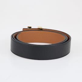 Louis Vuitton-Black Slim LV Initiales Reversible Belt-Black