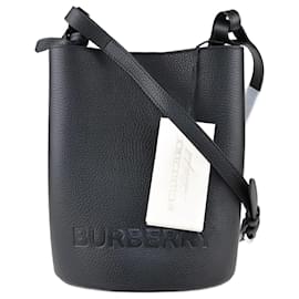 Burberry-Bolsa Bucket Pequena Lorne Preta Burberry Preto-Preto