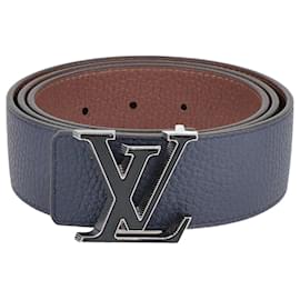 Louis Vuitton-Cinturón reversible inclinable azul marino-Azul