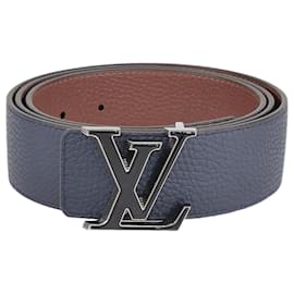 Louis Vuitton-Cinturón reversible inclinable azul marino-Azul