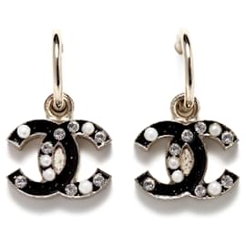 Chanel-CC on hoops diamonds and pearls black gold-Doré