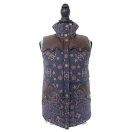Chanel-Chanel sleeveless down jacket-Brown,Blue