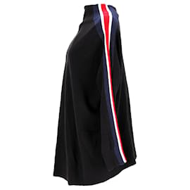 Tommy Hilfiger-Womens Stripe Sleeve High Neck Jumper-Black