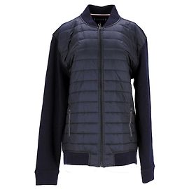 Tommy Hilfiger Mens Mixed Fabric Zip Thru Baseball Jacket Navy blue