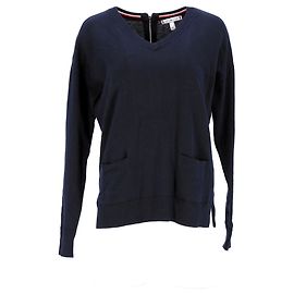 Tommy Hilfiger Sudadera con cremallera trasera para mujer Azul marino