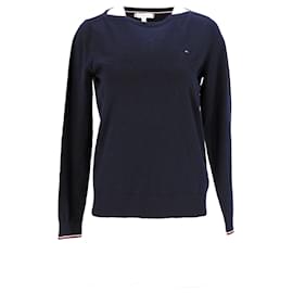 Tommy Hilfiger-Damen-Pullover mit U-Boot-Ausschnitt-Marineblau