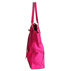 Balenciaga-Sac bandoulière vertical Balenciaga Papier en cuir fuchsia-Rose