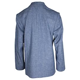Totême-Totême Blazer oversize Loreo de algodón azul con botonadura forrada-Azul