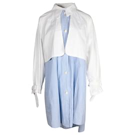 Maison Martin Margiela-MM6 Robe chemise superposée Maison Margiela en coton bleu clair-Bleu,Bleu clair