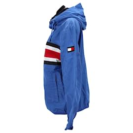 Tommy Hilfiger-Mens Signature Stripe Hooded Jacket-Blue