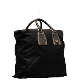 Prada-Tessuto Leather-Trimmed Tote Bag-Other