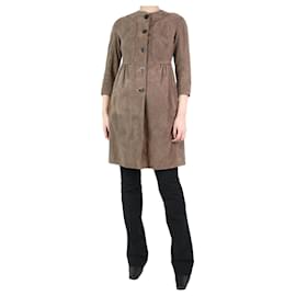 Burberry-Brown suede coat - size UK 10-Brown