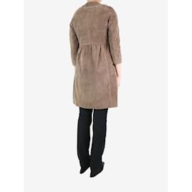 Burberry-Manteau en daim marron - taille UK 10-Marron