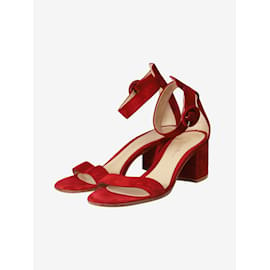 Gianvito Rossi-Red suede ankle-strap heels - size EU 37-Red