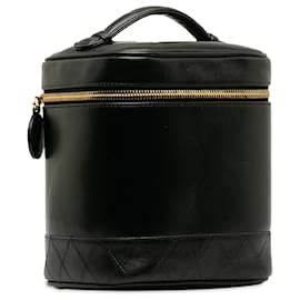 Chanel-Chanel Black CC Lammleder-Kosmetiktasche-Schwarz