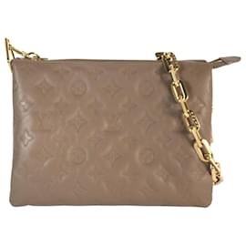 Louis Vuitton-Louis Vuitton Brown Monogram Embossed Puffy Lambskin Coussin PM-Brown,Taupe