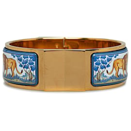 Hermès-Hermes Gold Safari Émail Loquet Large Bracelet-Doré,Autre