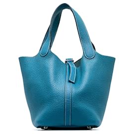 Hermès-Hermes Blue Clemence Picotin Lock 18-Azul