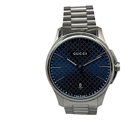 Gucci-Gucci Silver Quartz Stainless Steel Diamante G-Timeless Watch-Silvery,Blue