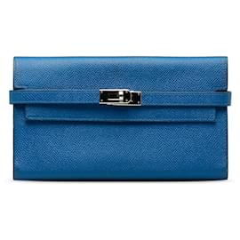 Hermès-Hermes Blue Epsom Kelly klassische Geldbörse-Blau