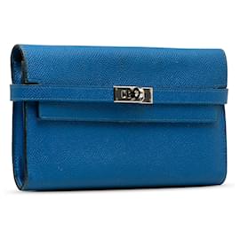 Hermès-Hermes Blue Epsom Kelly Classic Wallet-Blue