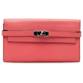 Hermès-Hermes Pink Chevre Classic Kelly Wallet-Pink
