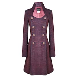 Chanel-10K $ Parigi / Cappotto in tweed con bottoni gioiello Bombay CC-Viola scuro