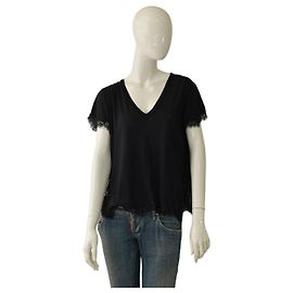 Helmut Lang Blusa Preta com Renda e Decote em V M Preto