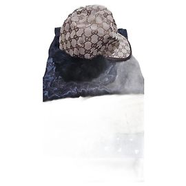Chapéu Gucci Castanho Claro de Algodão e Pele Castanho claro