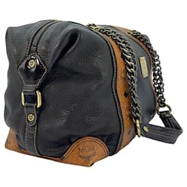 MCM-MCM Visteos Leather Handle Bag Shoulder Bag LogoPrint Bag Cognac Dark Brown-Cognac,Dark brown