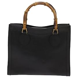 Gucci-GUCCI Bamboo Hand Bag Leather Black 002 1186 0260 Auth ep3068-Black