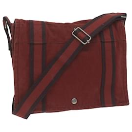 Hermès-HERMES Fourre Tout Bassas Shoulder Bag Canvas Red Auth bs11742-Red