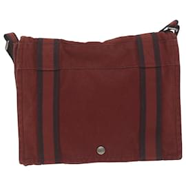 Hermès-HERMES Fourre Tout Bassas Shoulder Bag Canvas Red Auth bs11742-Red