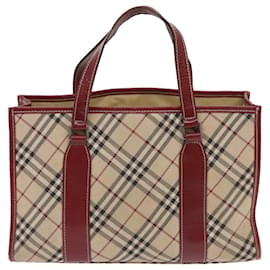 Burberry-BURBERRY Nova Check Blue Label Tote Bag Canvas Beige Auth ac2669-Beige