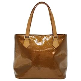 Louis Vuitton-LOUIS VUITTON Monogram Vernis Houston Hand Bag Bronze M91122 LV Auth 52502-Bronze