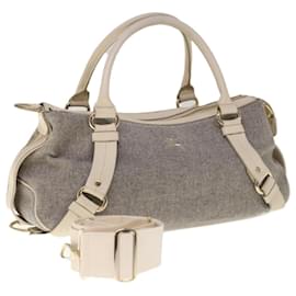 Burberry-BURBERRY Blue Label Shoulder Bag Wool Gray Auth ac2666-Grey