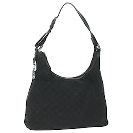 Gucci-Bolso De Hombro De Lona GUCCI GG Outlet Negro 339553 EP de autenticación3056-Negro