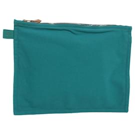 Hermès-HERMES Pouch Canvas Turquoise Blue Auth ep3072-Other