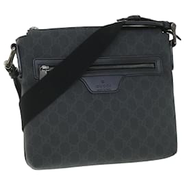 Gucci-GUCCI GG Supreme Shoulder Bag PVC Leather Black 387514 auth 56688-Black