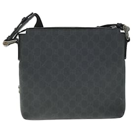 Gucci-GUCCI GG Supreme Umhängetasche PVC Leder Schwarz 387514 Auth 56688-Schwarz