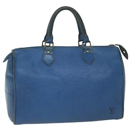 Louis Vuitton-Louis Vuitton Epi Speedy 30 Bolsa de Mão Azul Toledo M43005 Autenticação de LV 65008-Outro