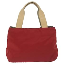 Burberry-BURBERRY Nova Check Hand Bag Nylon Red Beige Auth bs11731-Red,Beige