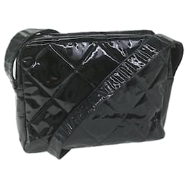 Chanel-CHANEL Matelasse Sac à bandoulière brevet Noir CC Auth bs11681-Noir