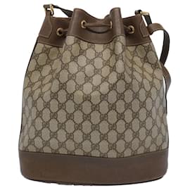 Gucci-GUCCI GG Supreme Web Sherry Line Shoulder Bag PVC Beige 41 02 085 auth 65097-Beige