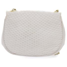 Bally-BALLY Quilted Shoulder Bag Leather White Auth bs11685-White