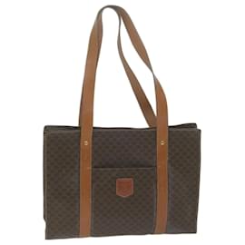Céline-CELINE Macadam Canvas Shoulder Bag PVC Leather Brown Auth ep3178-Brown