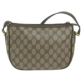 Gucci-GUCCI GG Canvas Web Sherry Line Shoulder Bag PVC Beige Auth th4529-Beige