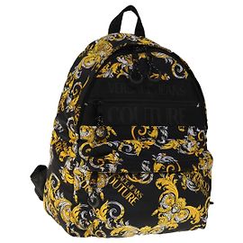 VERSACE Backpack Nylon Brown Yellow Auth bs11669 Brown Yellow