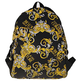 Versace-VERSACE Backpack Nylon Brown Yellow Auth bs11669-Brown,Yellow