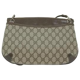 Gucci-GUCCI GG Supreme Web Sherry Line Shoulder Bag PVC Beige 904 02 026 Auth th4518-Beige